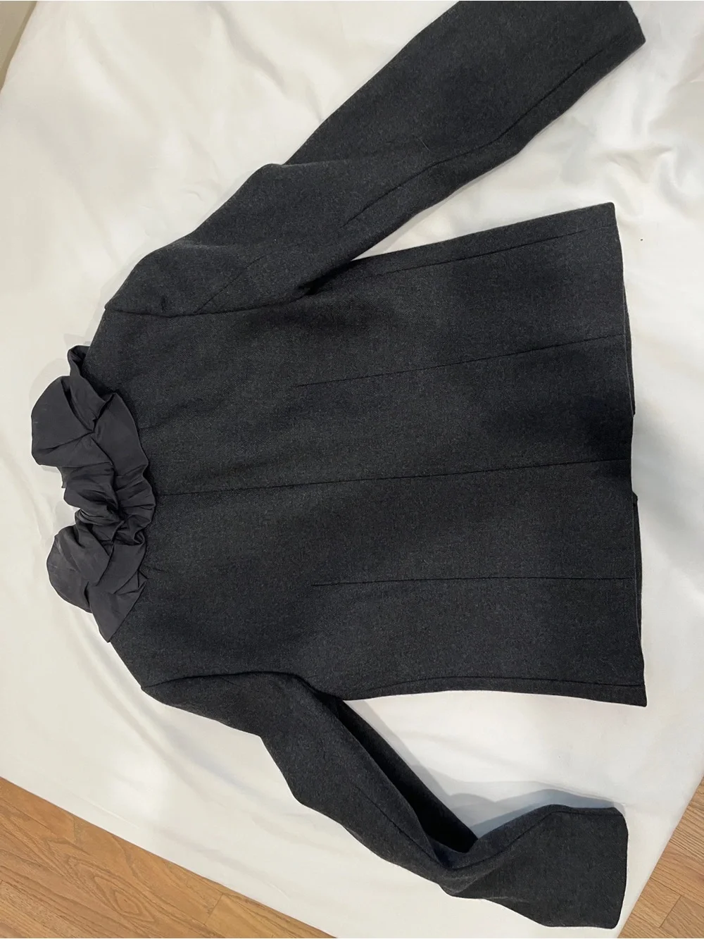 J. Crew Women's Charcoal Ruffle-Trim Wool Jacket